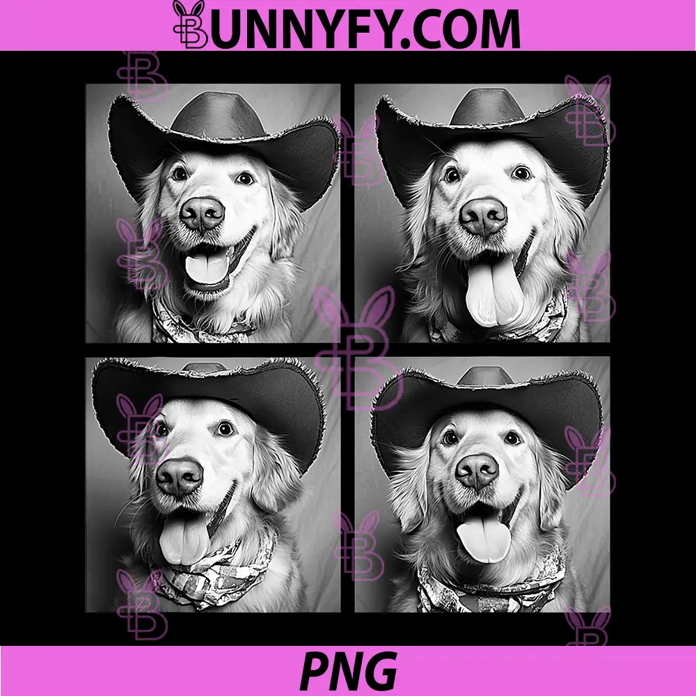 Western Golden Retriever PNG, Funny Cowboy Dog PNG