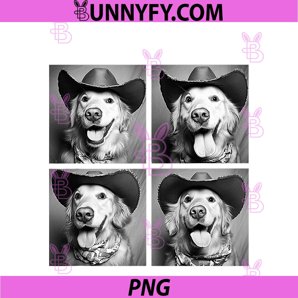 Western Golden Retriever PNG, Funny Cowboy Dog PNG