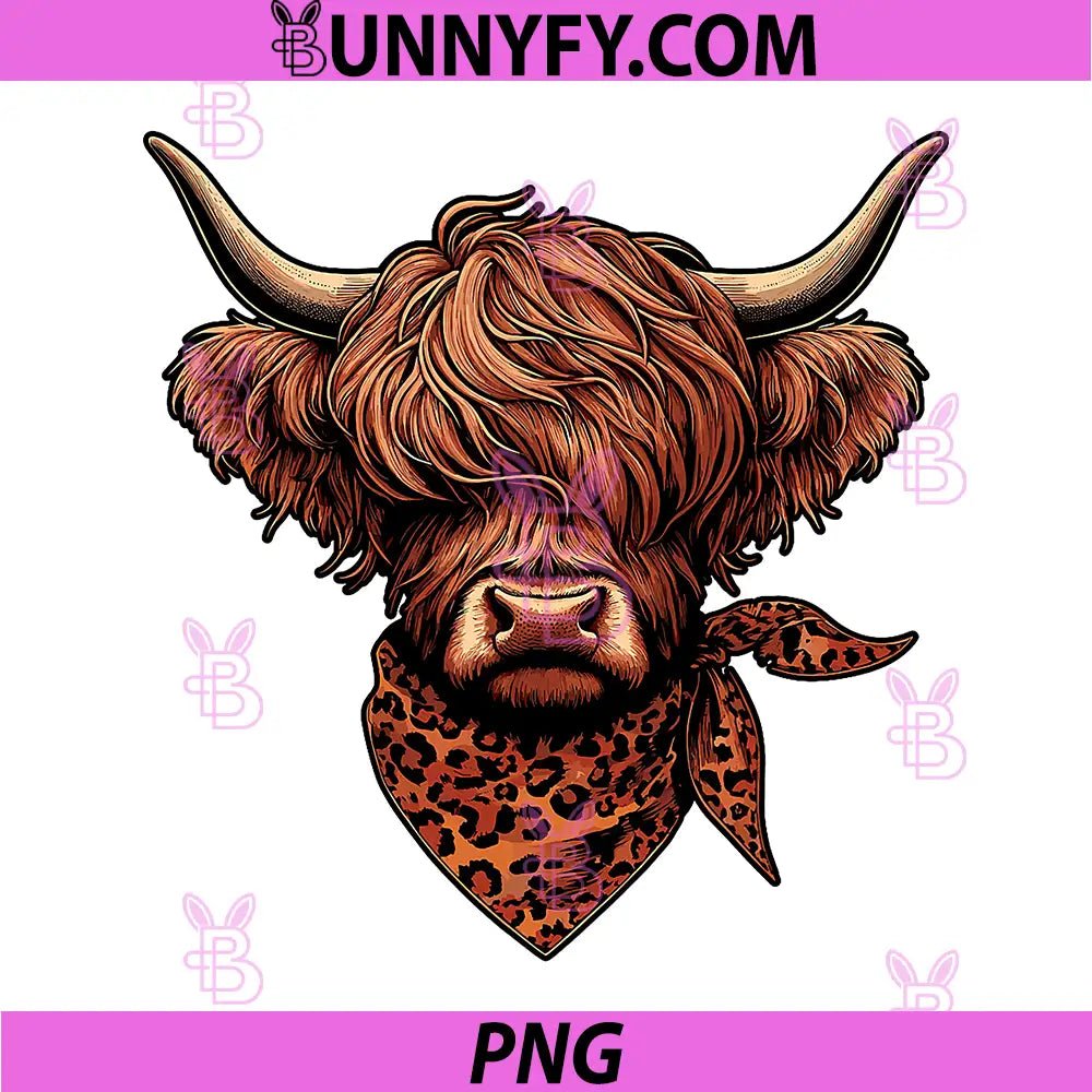 Western Highland Cow with Bandana PNG, Cowgirl Cow Farmer PNG