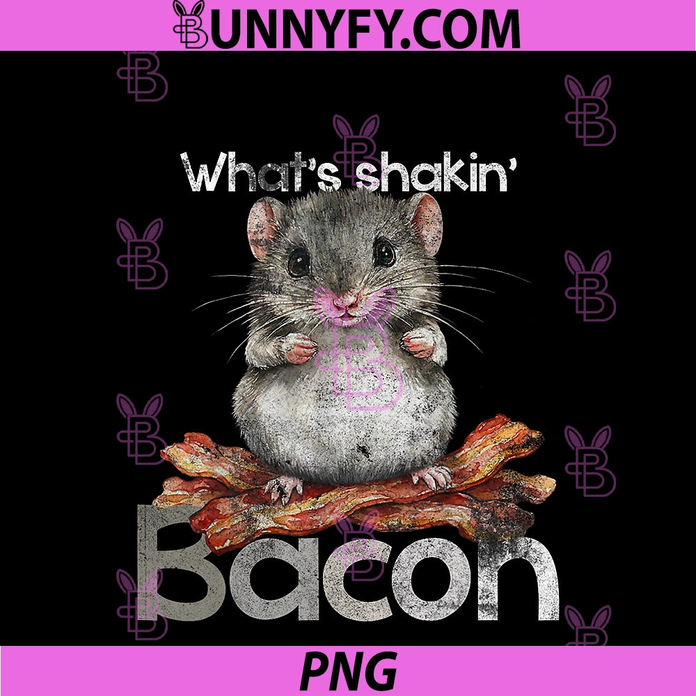 What's Shakin' Bacon Breakfast PNG, Funny Vintage Hamster PNG