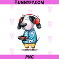 Whimsical Dog PNG, Headphones Vinyl Record Music Lover PNG