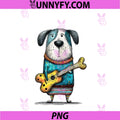 Whimsical Dog PNG, Playing Bone Guitar Art PNG