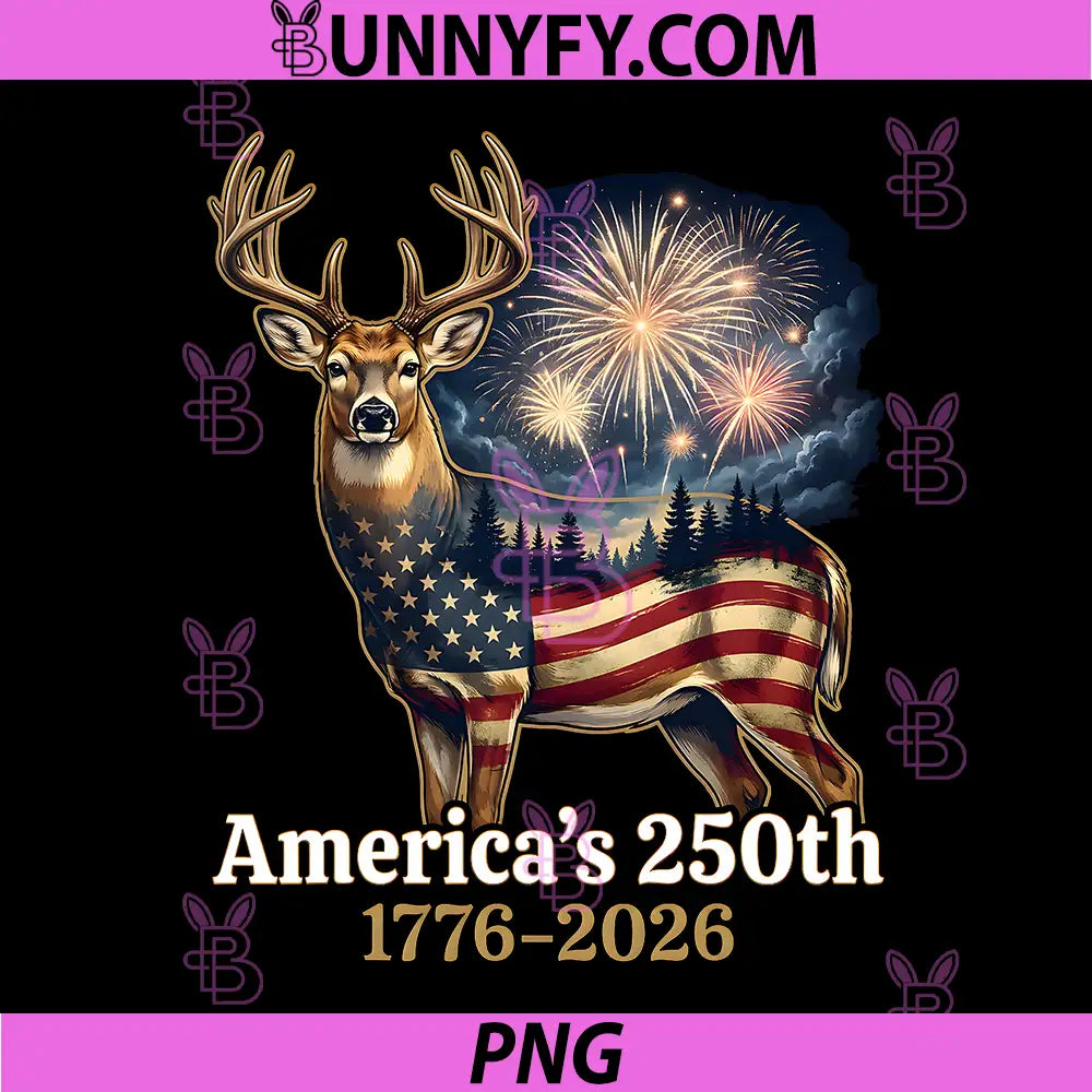 Whitetail Deer Americas 250th PNG, Anniversary 1776 2026 July 4th PNG