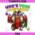 Who's Your Crawdaddy PNG, Crawfish Jester Beads PNG, Funny Mardi Gras PNG