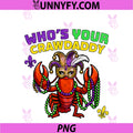 Who's Your Crawdaddy Crawfish Jester Beads PNG, Funny Mardi Gras PNG