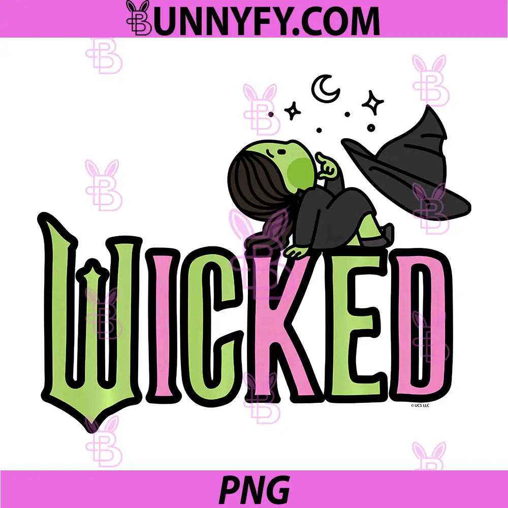 Wicked Logo Elphaba Daydreaming PNG, Playful Cartoon Style Performance PNG