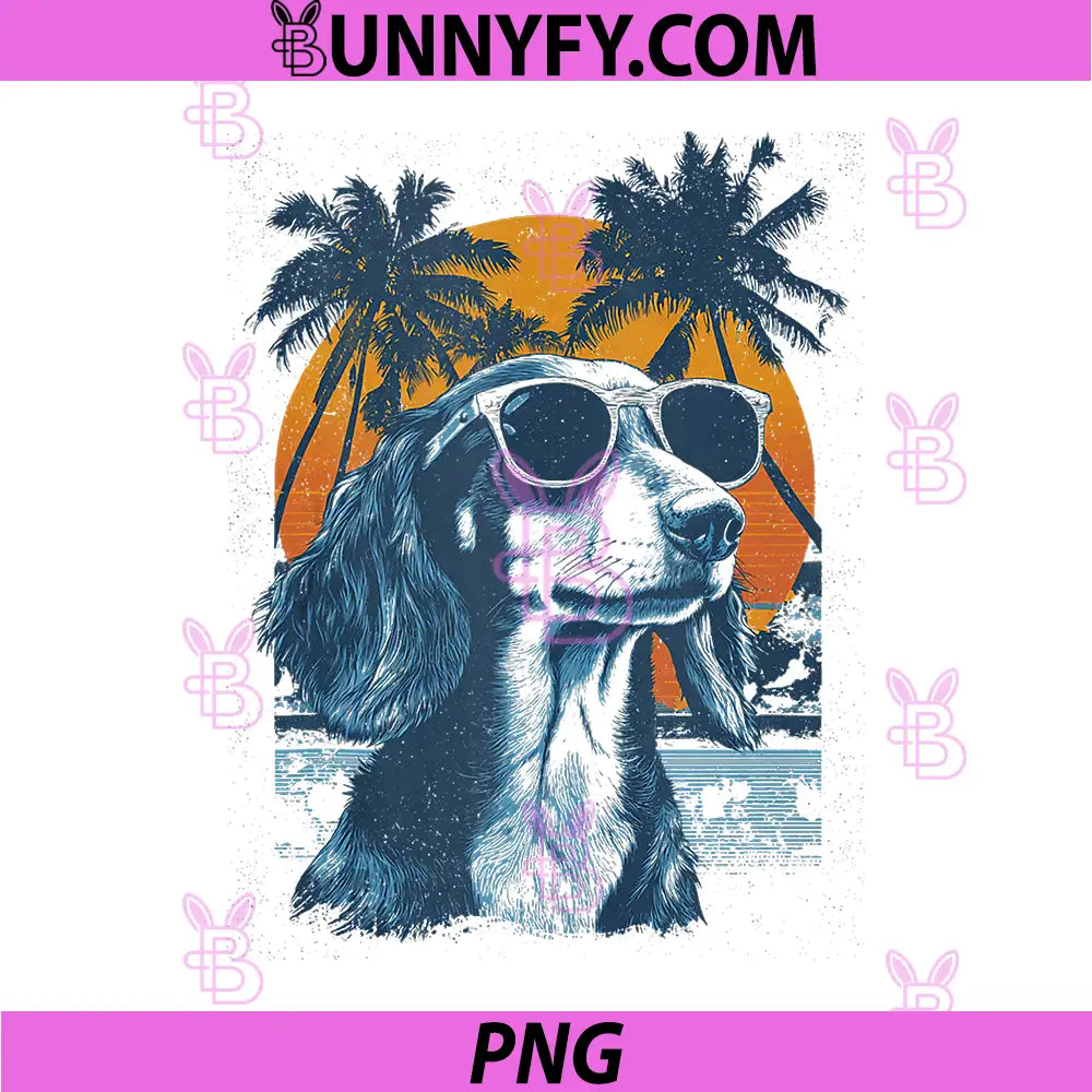 Dachshund Beach Sunset PNG, Cool Wiener Dog Summer PNG
