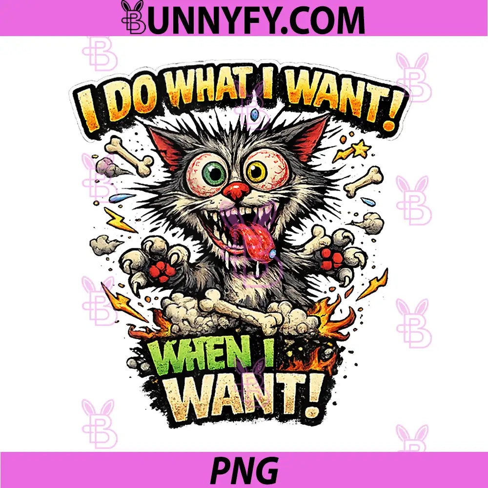 Wild Comic Cat PNG, Crazy Cartoon Cat PNG