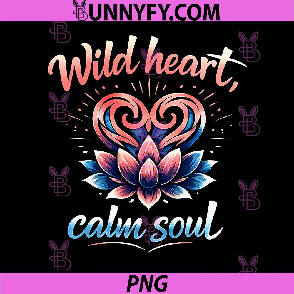 Wild Heart Calm Soul PNG, Tribal Heart Lotus Art PNG