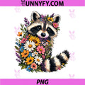 Wildflowers Raccoon PNG, Raccoon Flower Gardening Floral PNG