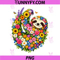 Sloth Floral Heart PNG, Cute Sloth With Flowers PNG