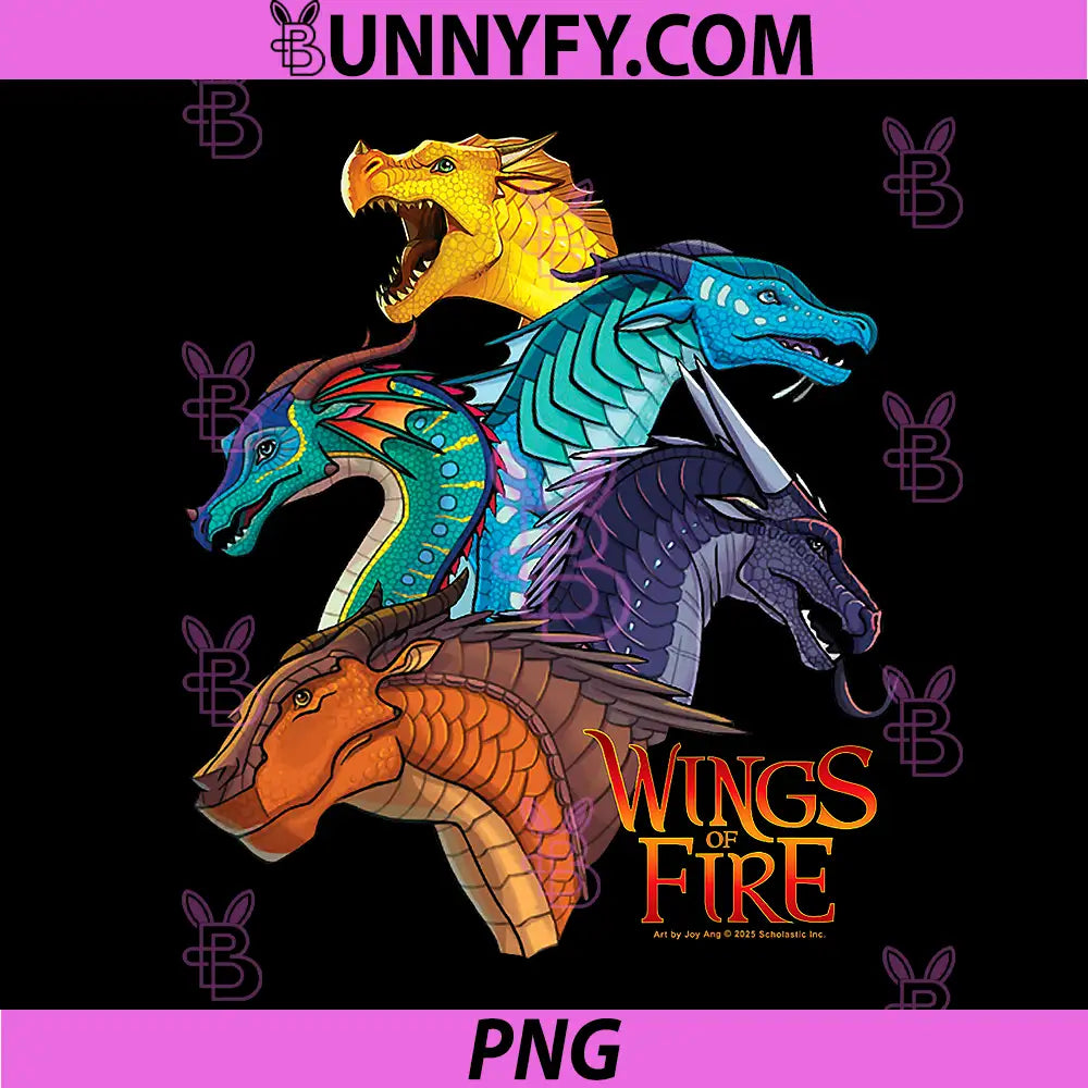 Wings Of Fire Dragon Heads PNG, Fantasy Dragon Book Art PNG