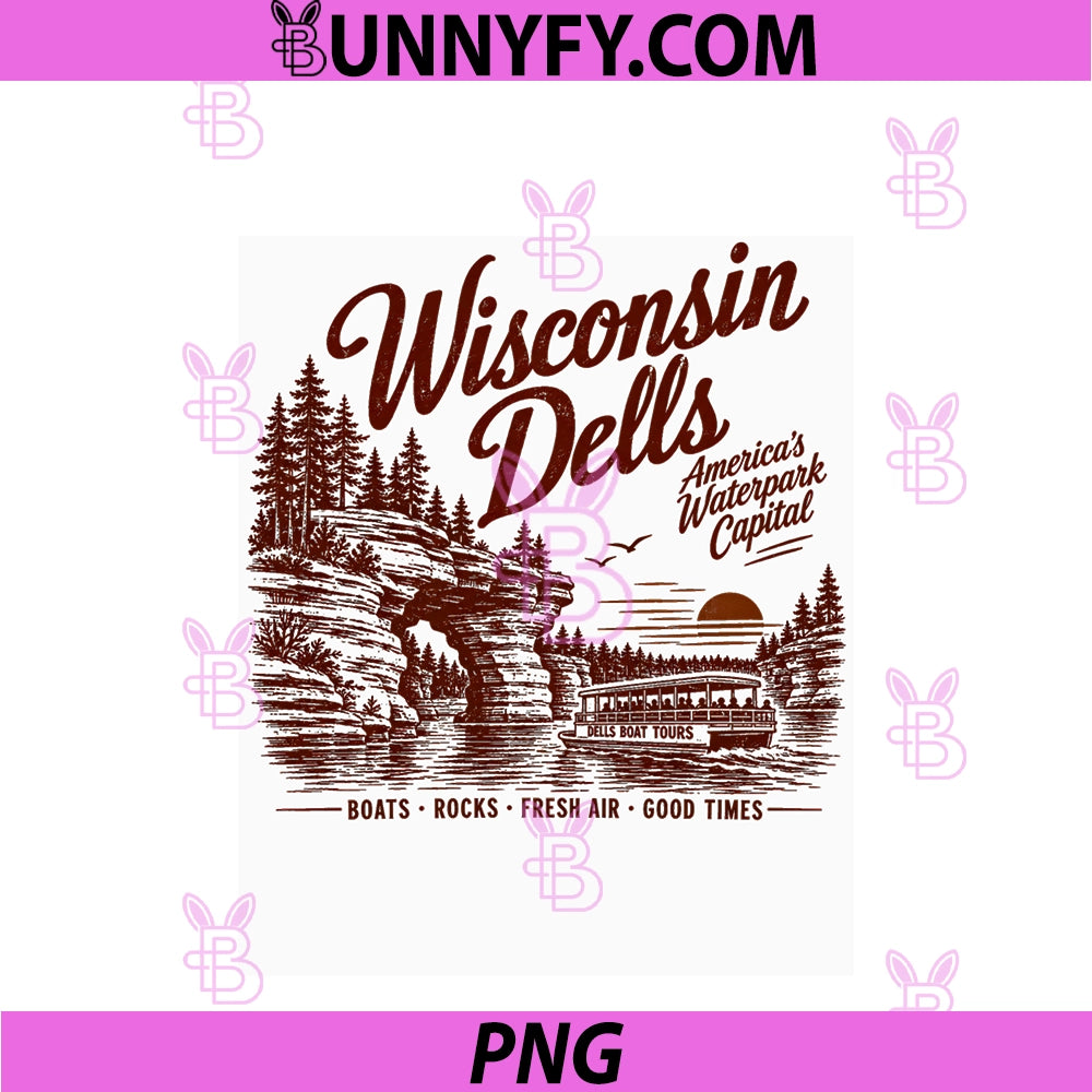 Wisconsin Dells PNG, Vintage Boat Tour Rock Formations PNG