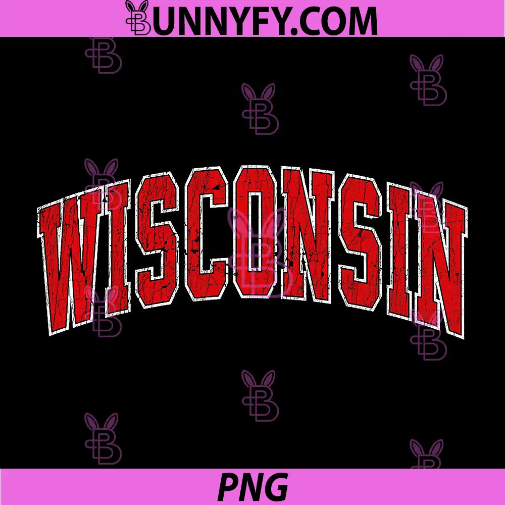 Wisconsin WI Vintage PNG, Athletic Sports Design PNG