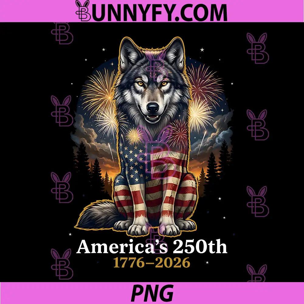 Wolf Americas 250th Anniversary PNG, 1776 2026 4th of July PNG 