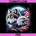 Wolf Bald Eagle American Flag PNG, Full Moon New Years Wolf PNG
