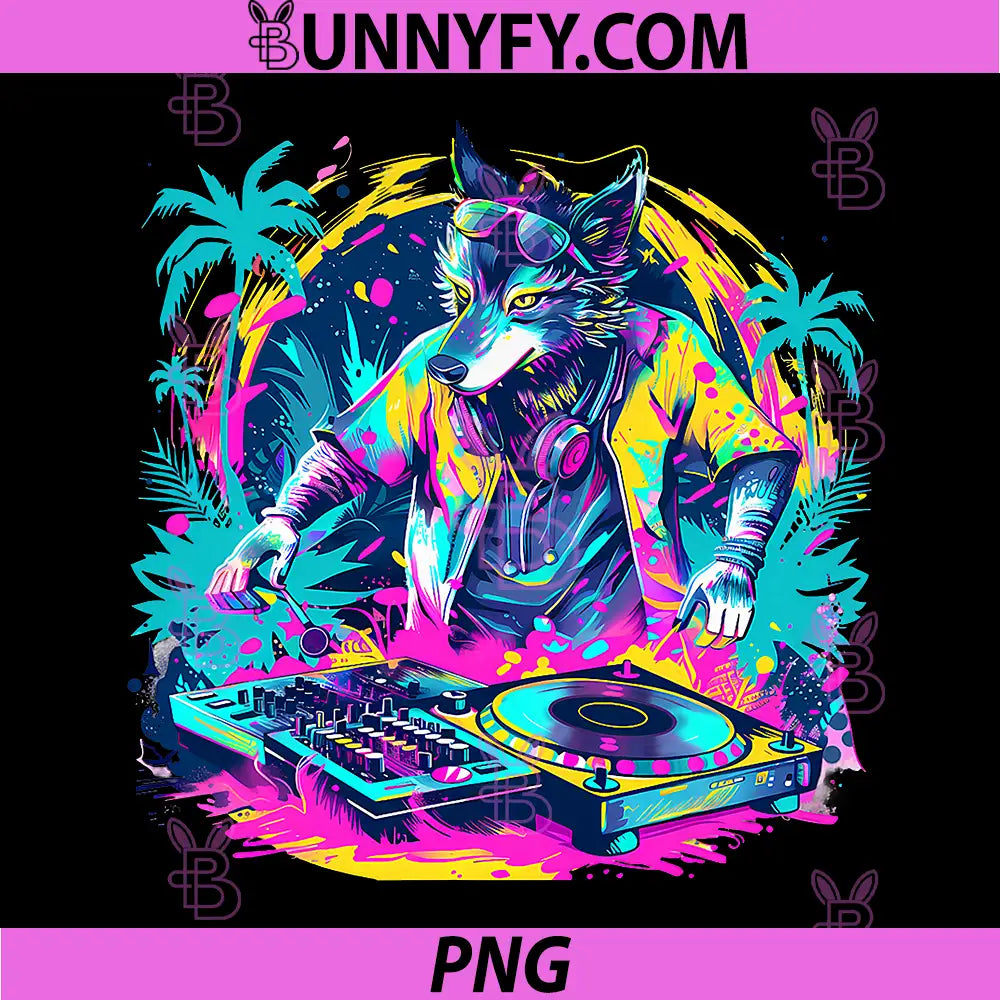 Wolf DJ Techno Dance Music PNG, Producer EDM Turntable DJ Wolf PNG