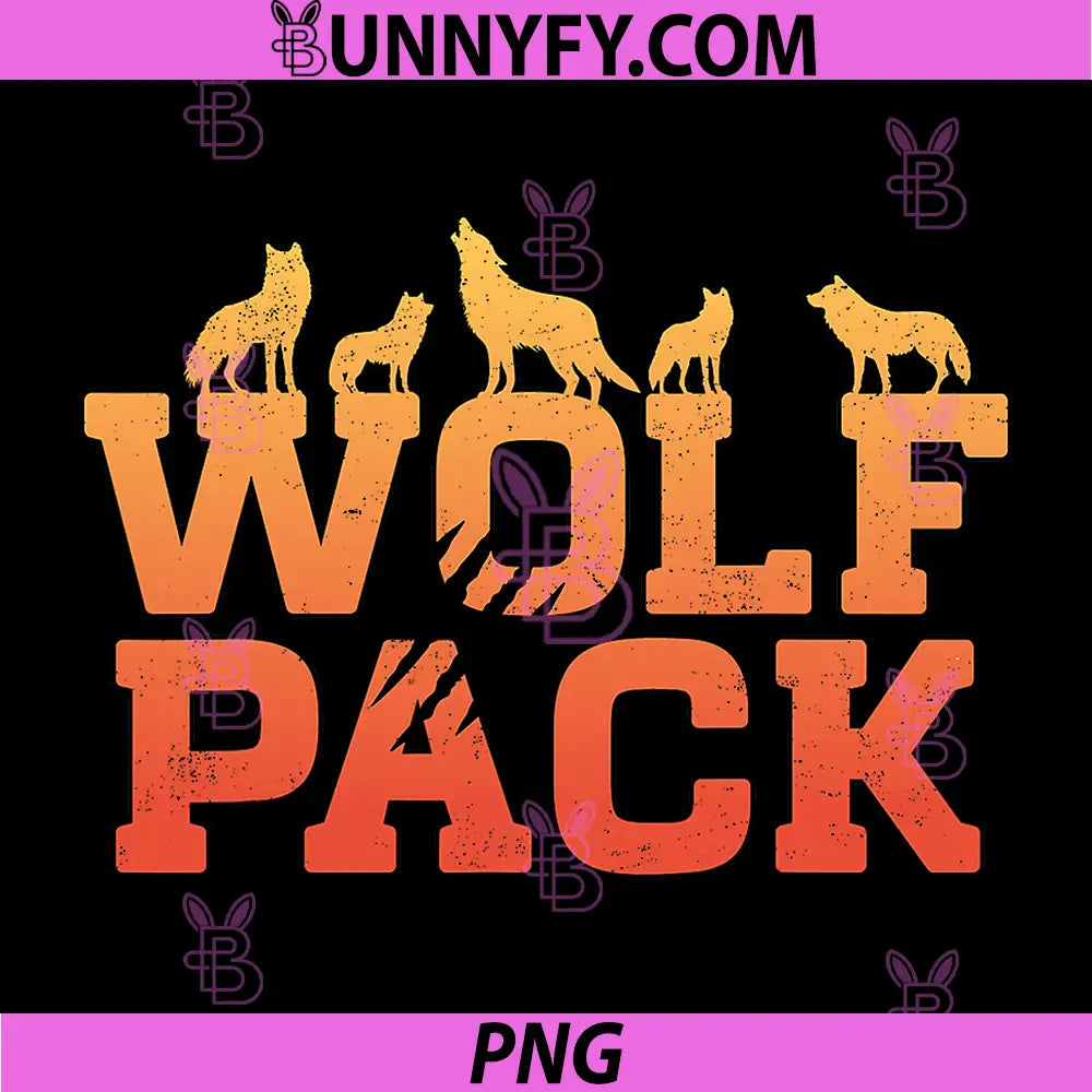 Wolf Pack Howling PNG, Funny Family Matching Retro Vintage Sunset PNG