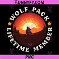 Wolf Pack Lifetime Member PNG, Retro Vintage Sunset Wolf Howling PNG