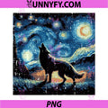 Wolf Starry Night Van Gogh PNG, Funny Art Performance PNG