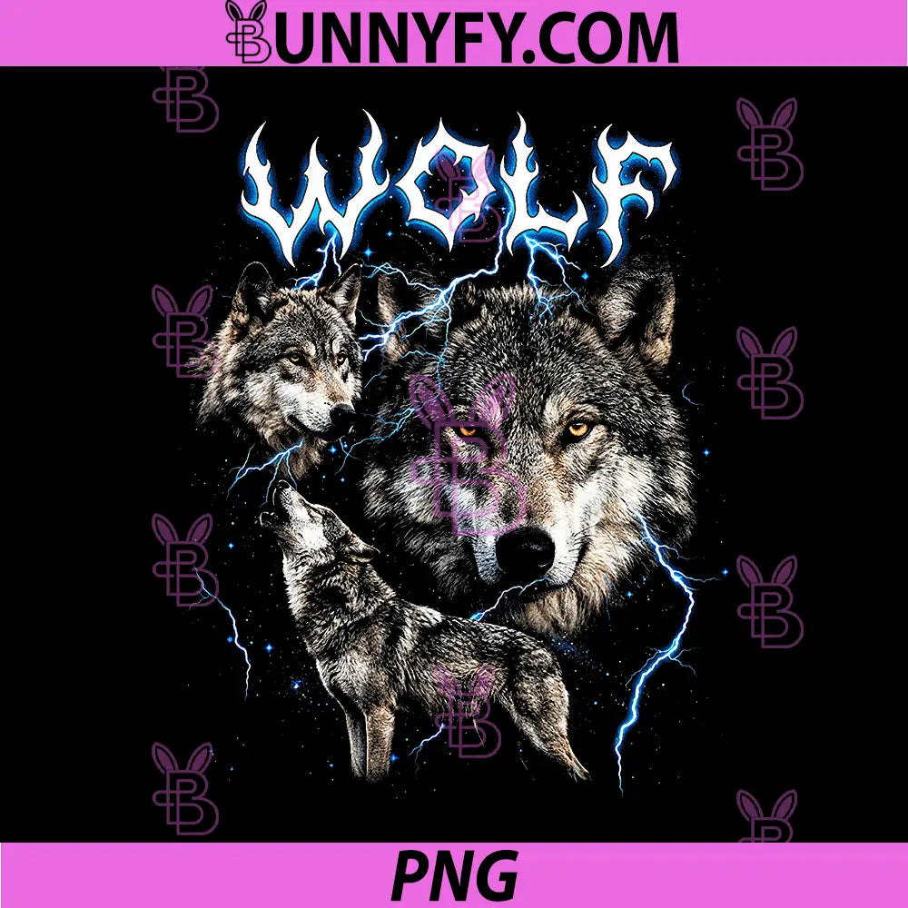 Wolf Vintage 90s Heavy Metal PNG, Retro Wolf Animal Lover Wolves PNG
