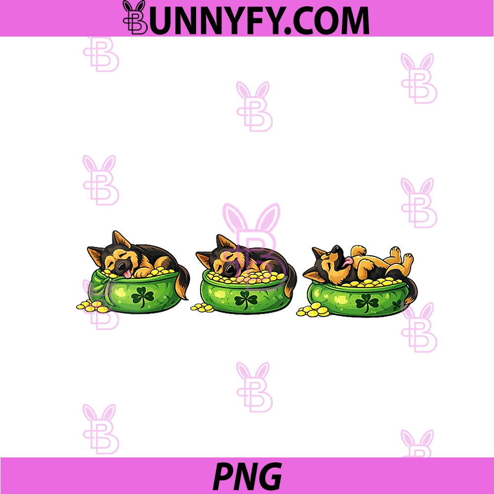 Wome's Lucky German Shepherd Sleeping PNG, Funny St Patricks Day Dog PNG