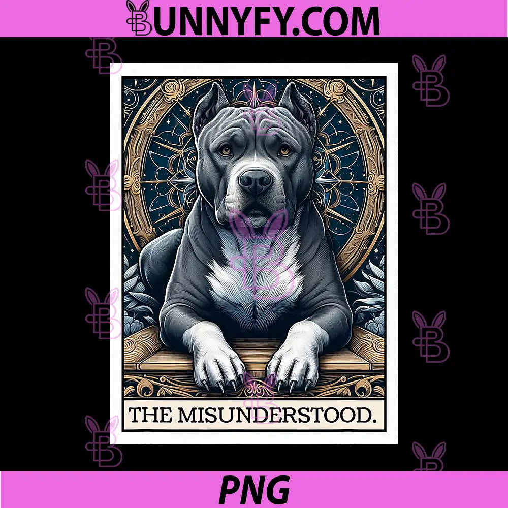 Pitbull Tarot Card PNG, The Misunderstood Pit Bull Art PNG