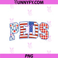 Women Pediatric Nurse PNG, 4th Of July Summer Peds Crew USA Flag PNG