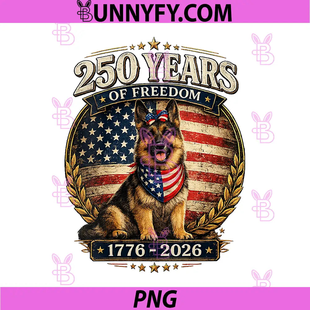 250 Years America PNG, Anniversary German Shepherd PNG