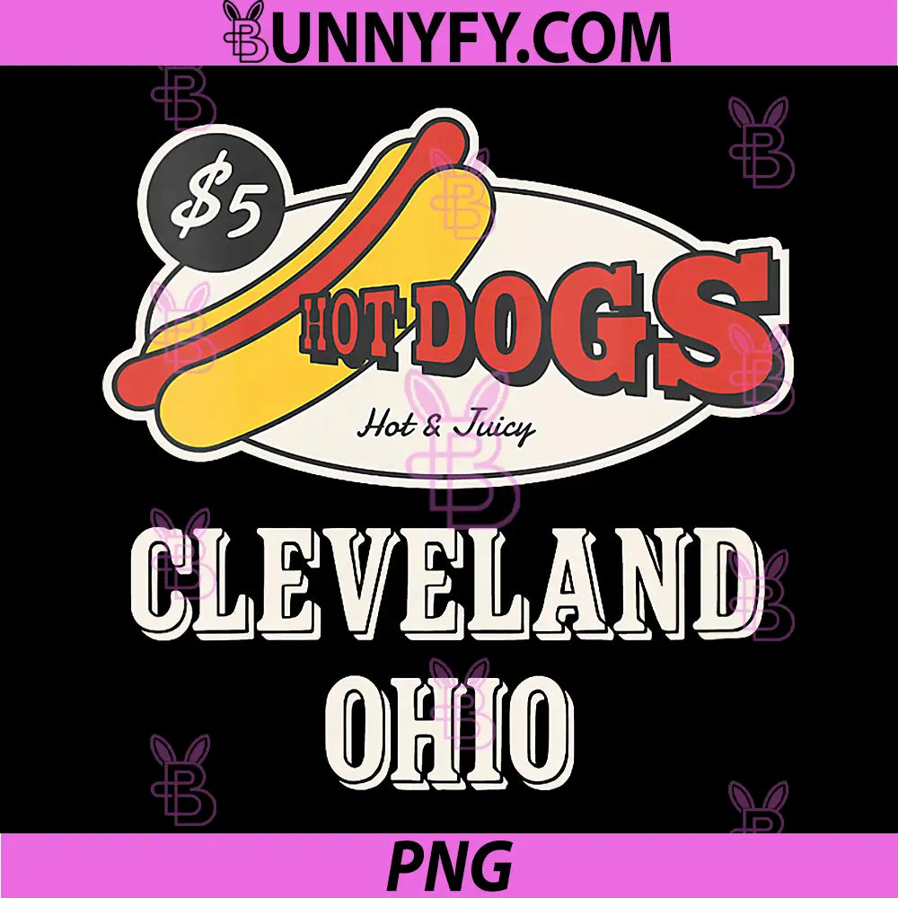 Cleveland Ohio Hot Dogs PNG, Juicy Retro Food PNG