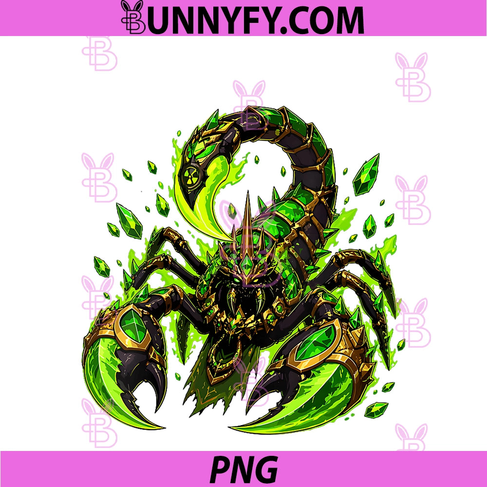 Women's Emerald Poison Battle Scorpion PNG, Fantasy Toxic PNG
