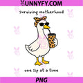Funny Mama Goose Drinking Coffee PNG, Perfect Mothers Day idea PNG