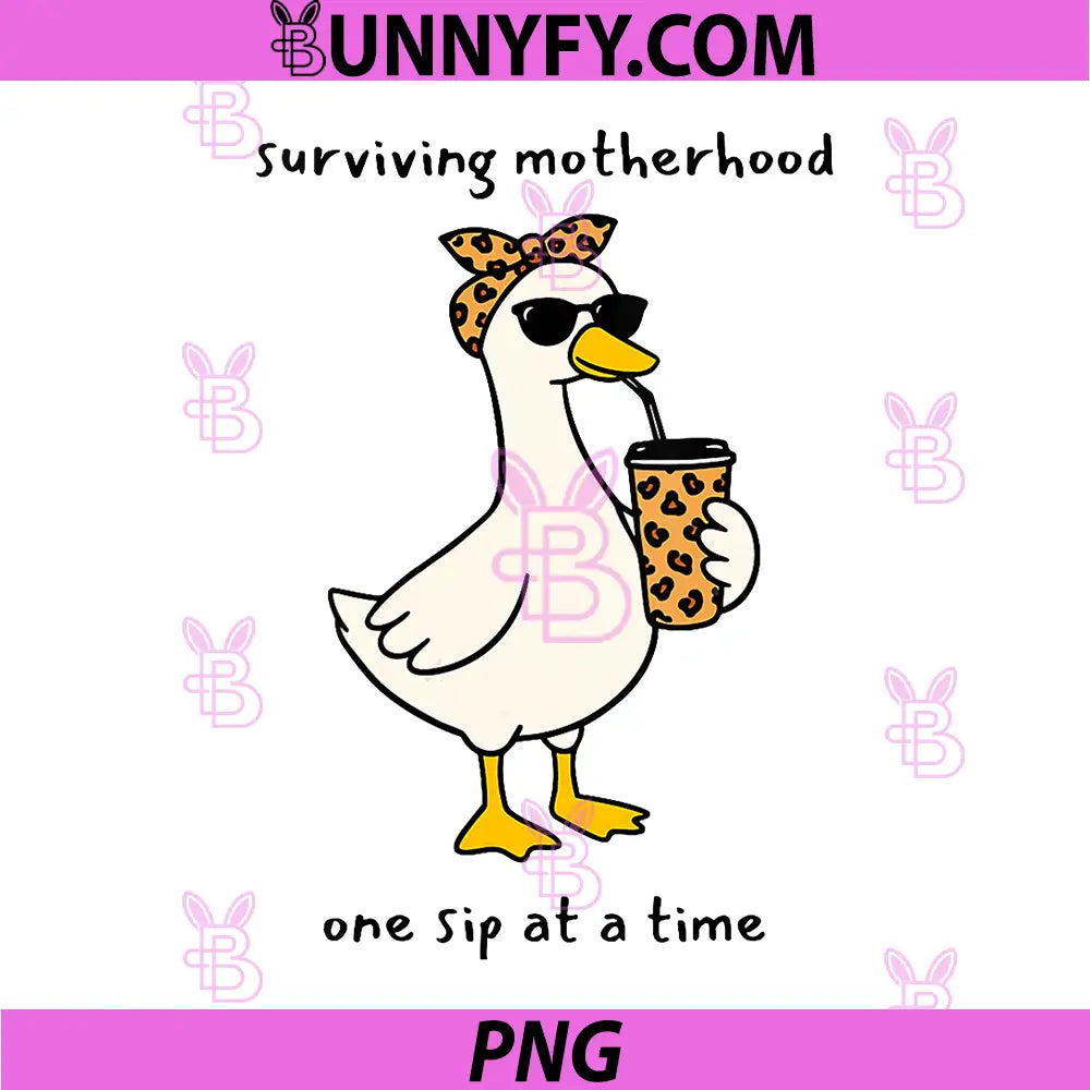 Funny Mama Goose Drinking Coffee PNG, Perfect Mothers Day idea PNG
