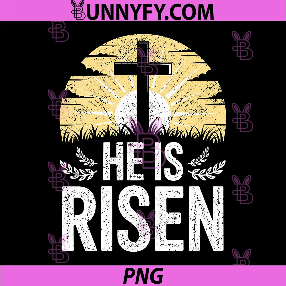 He is Risen PNG, Easter Sunday Christian Cross Faith PNG