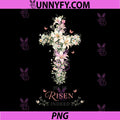 He is Risen PNG, Indeed Floral Cross Christian Easter PNG