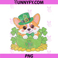 Women's Irish Shamrock PNG, Leprechaun Welsh Corgi Dog St. Patrick’s Day PNG