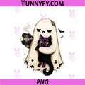 Women's Meh Ghost Cat Spooky Black Cat PNG, Funny Halloween Coffee Lover PNG