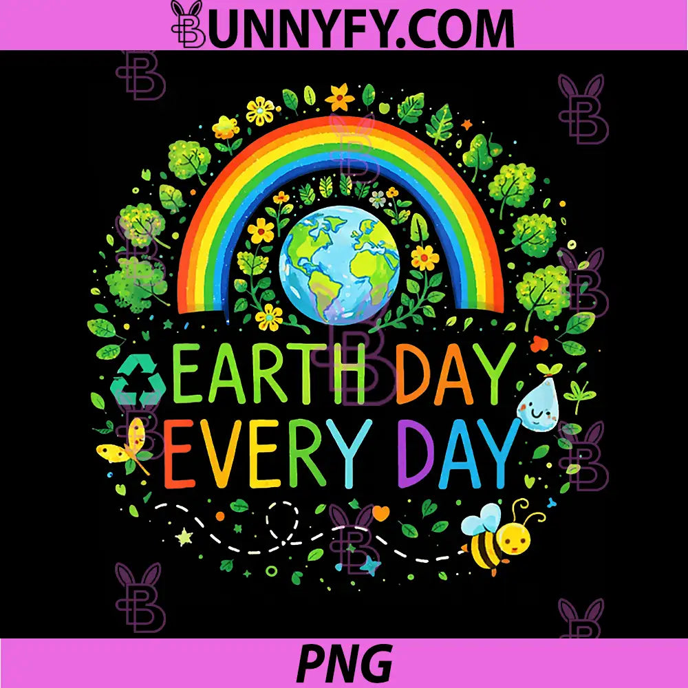 Pretty Earth Day PNG, Every Day Rainbow with Trees PNG
