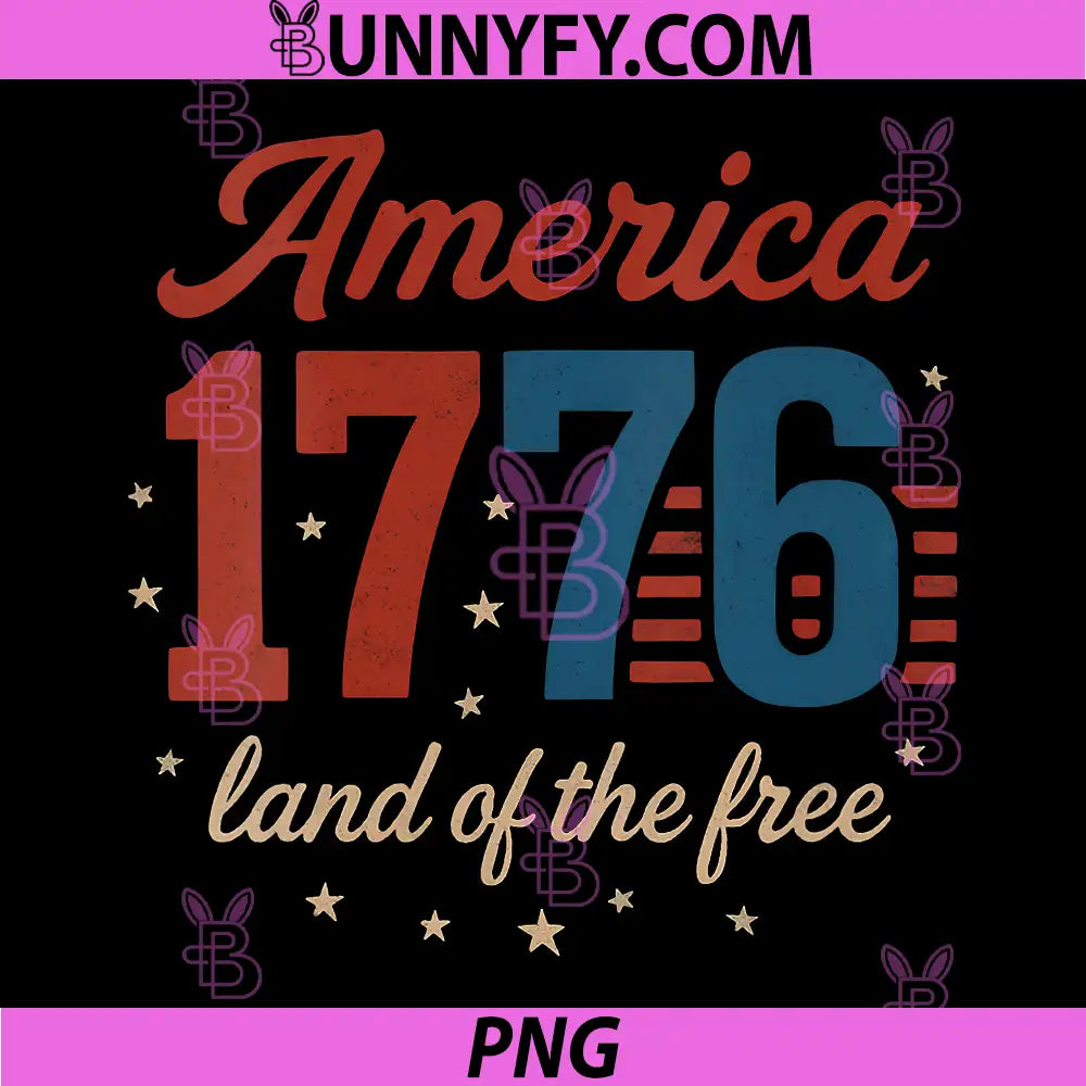 Retro America 1776 Land of The Free PNG, 4th of July Patriotic PNG