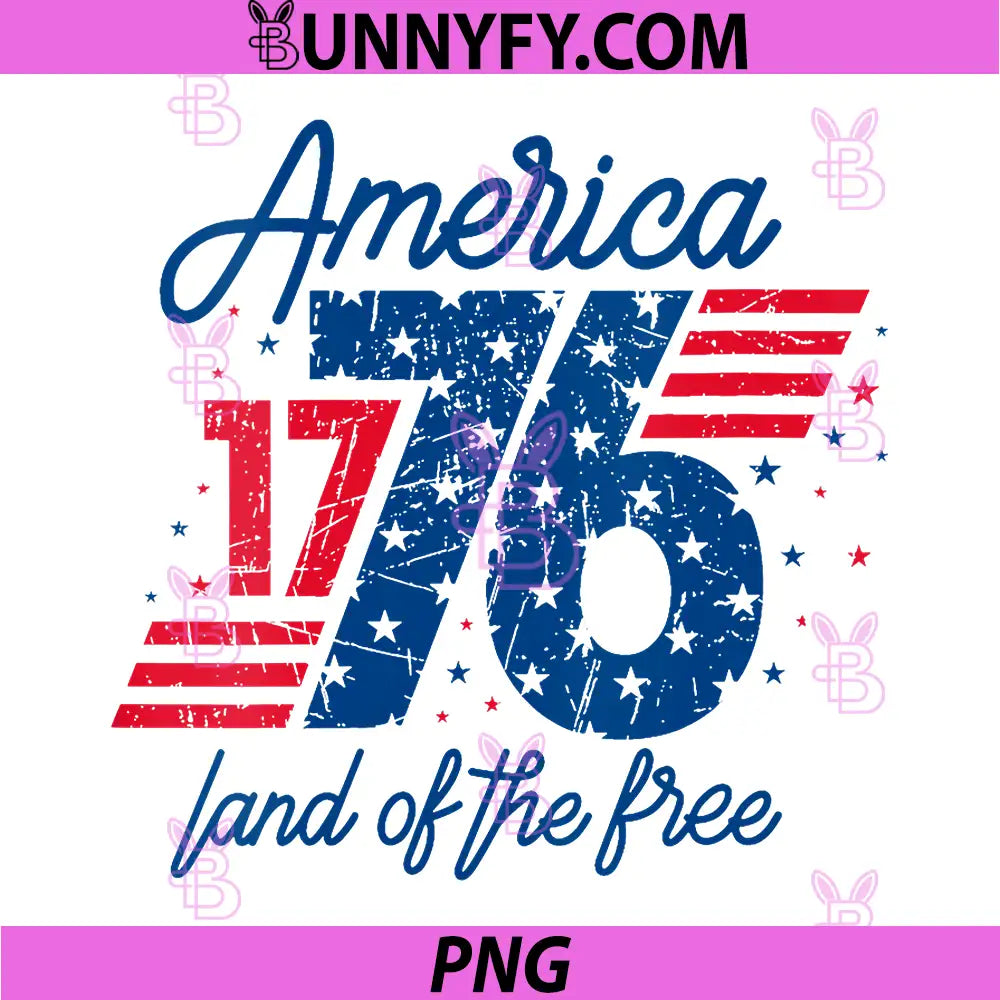 Retro America 1776 PNG, Land of The Free 4th of July PNG