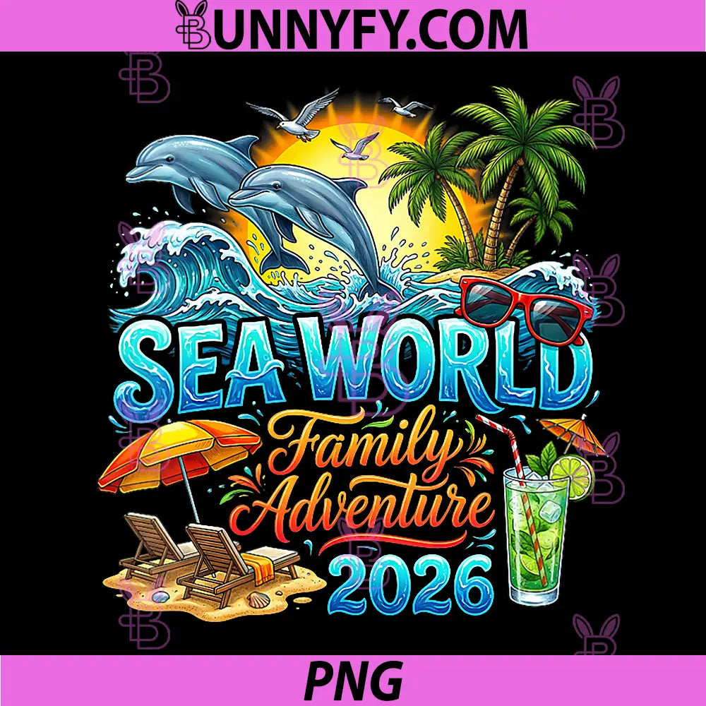 Retro Sea World Family Adventure 2026 PNG, Dolphin Cruise Gear PNG