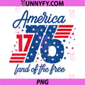 Retro Vintage America 1776 Land of The Free PNG, 4th of July PNG