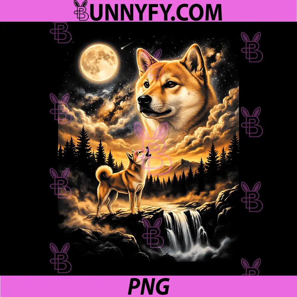 Shiba Inu Howling to The Moon PNG, Funny Shiba PNG