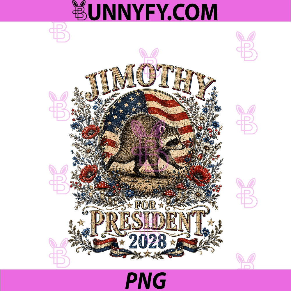 Women's Viral Raccoon Timothy Jimothy PNG, For President 2028 Funny Meme PNG