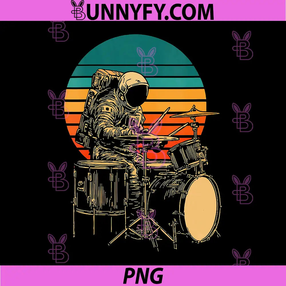 Astronaut Drummer Retro PNG, Design Space Music Lover PNG