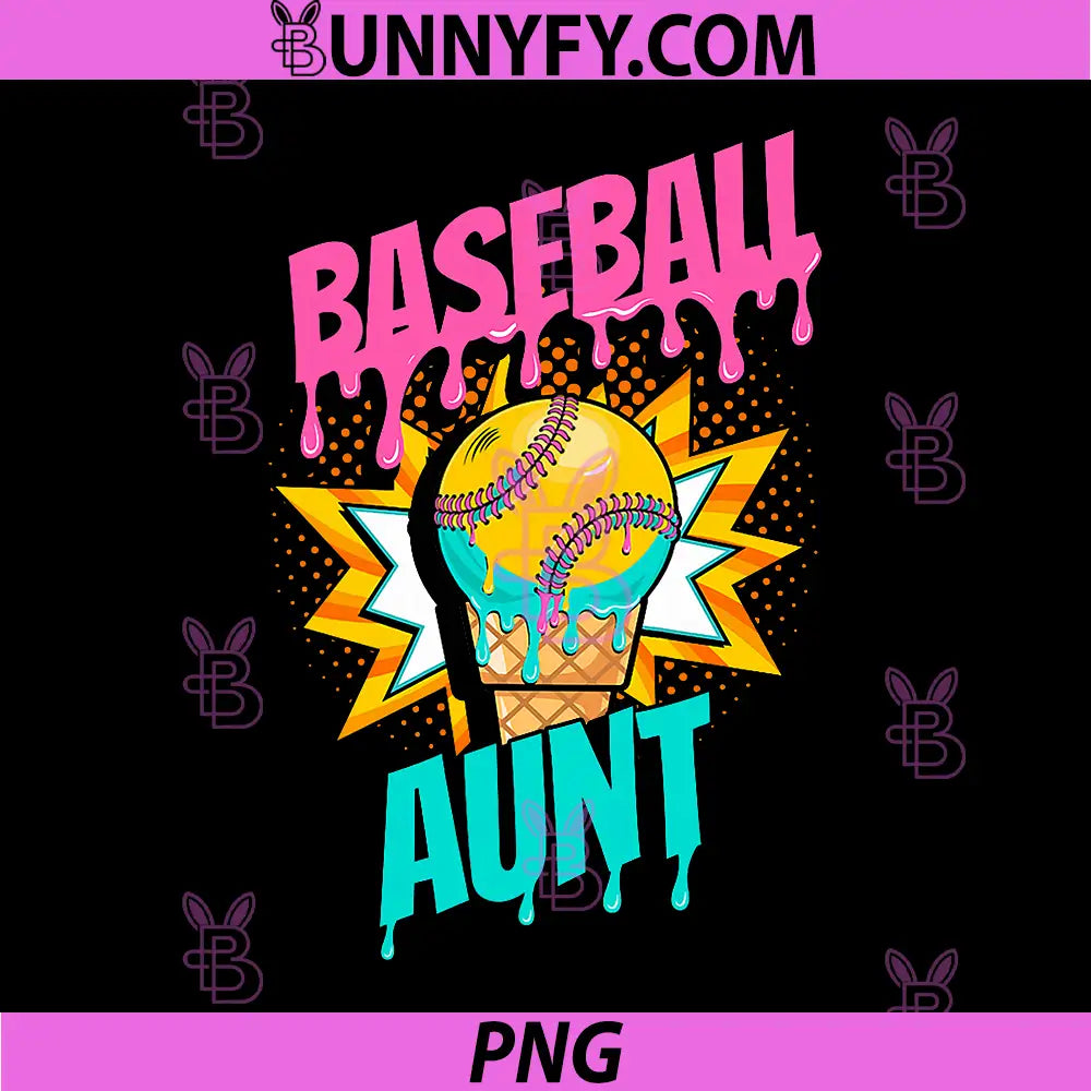 Baseball Aunt PNG, Funny Baseball Ice Cream PNG