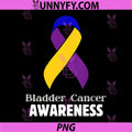 Bladder Cancer Awareness PNG, Yellow Blue Purple Ribbon Graphic PNG