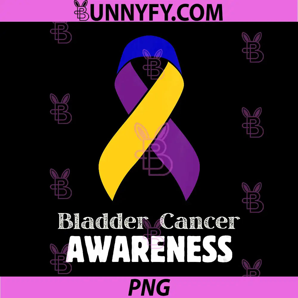 Bladder Cancer Awareness PNG, Yellow Blue Purple Ribbon Graphic PNG