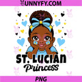 Cute St Lucian Princess Girl Roots PNG, St Lucia Flag Heritage PNG