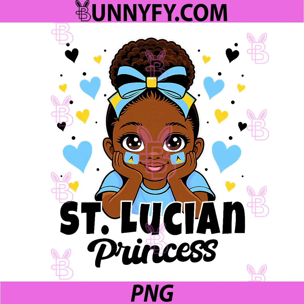 Cute St Lucian Princess Girl Roots PNG, St Lucia Flag Heritage PNG